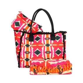 Borsa mare grande fucsia-arancio