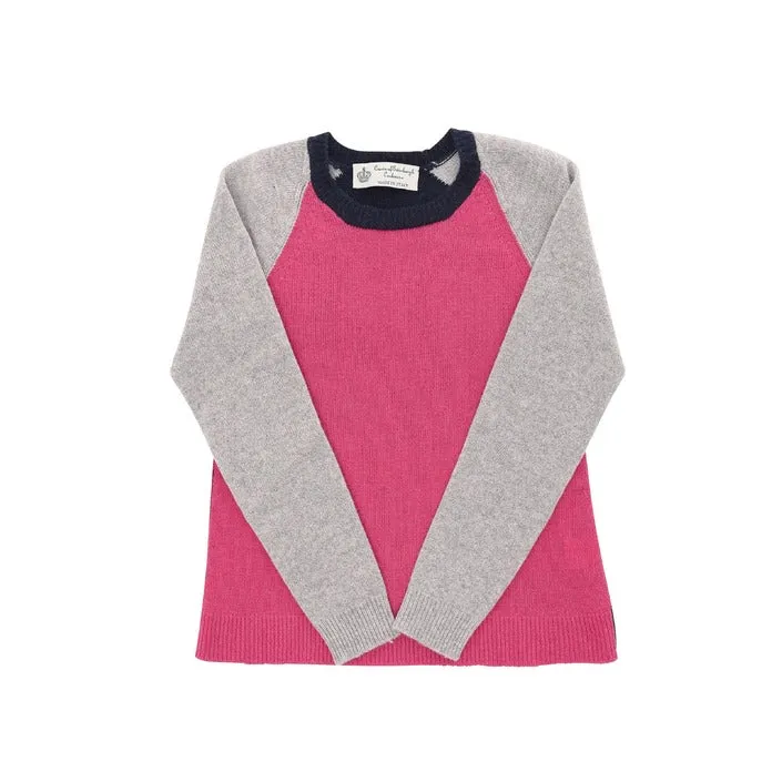 Crown of Edinburgh Cashmere maglia bicolore fucsia   