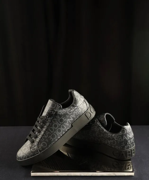 Dolce&Gabbana Scarpe da ginnastica Portofino grigie con monogramma logo CS1772AN237
