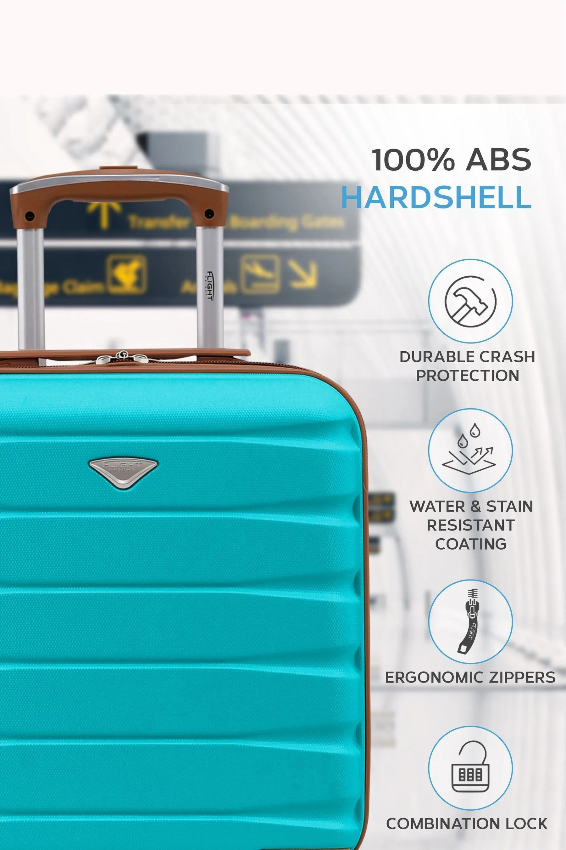 Flight Knight - Blu - EasyJet - Bagaglio a mano da trasporto a mano underseat 4 ruote in ABS con custodia rigida