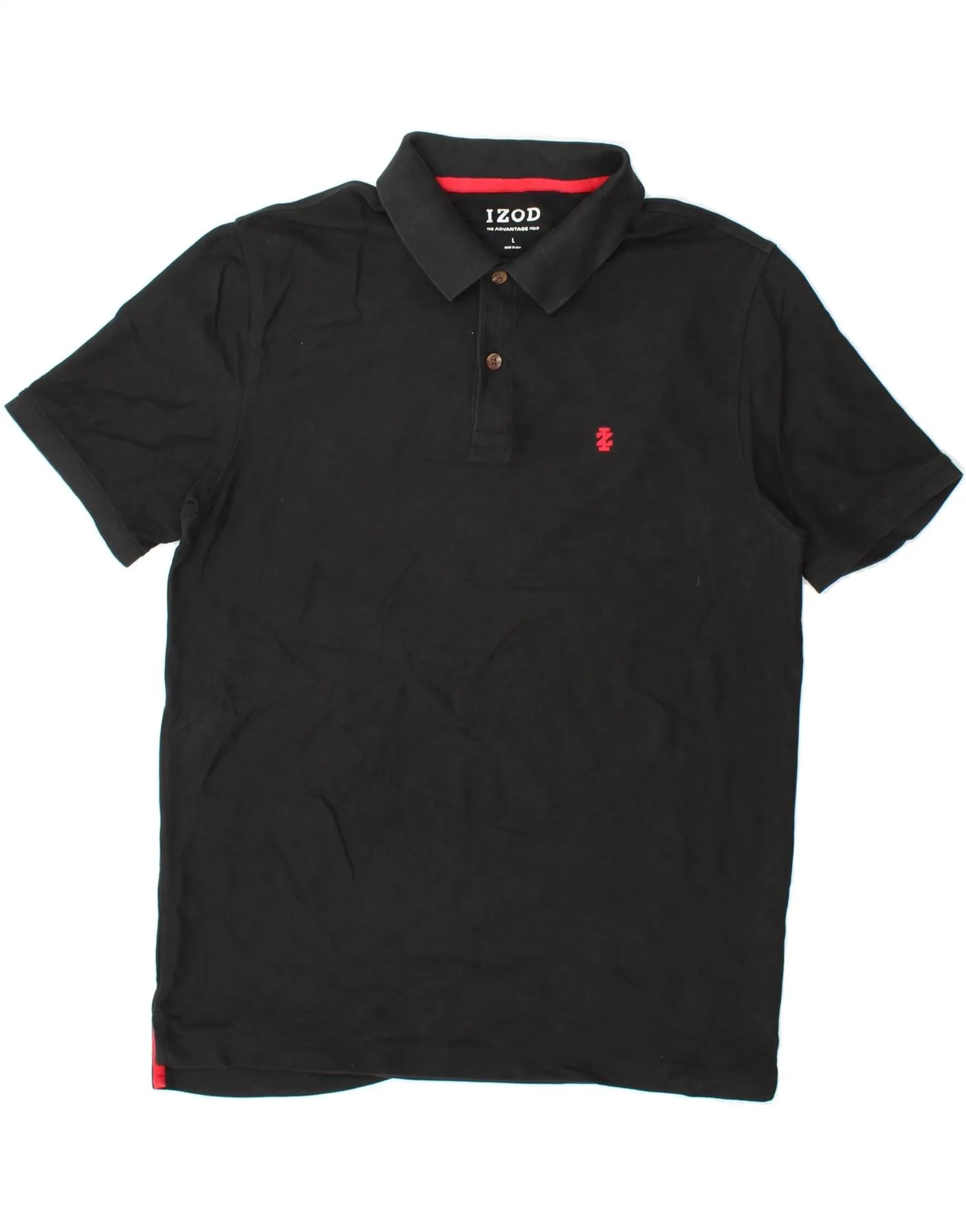 IZOD Mens Polo Shirt Large Black Cotton