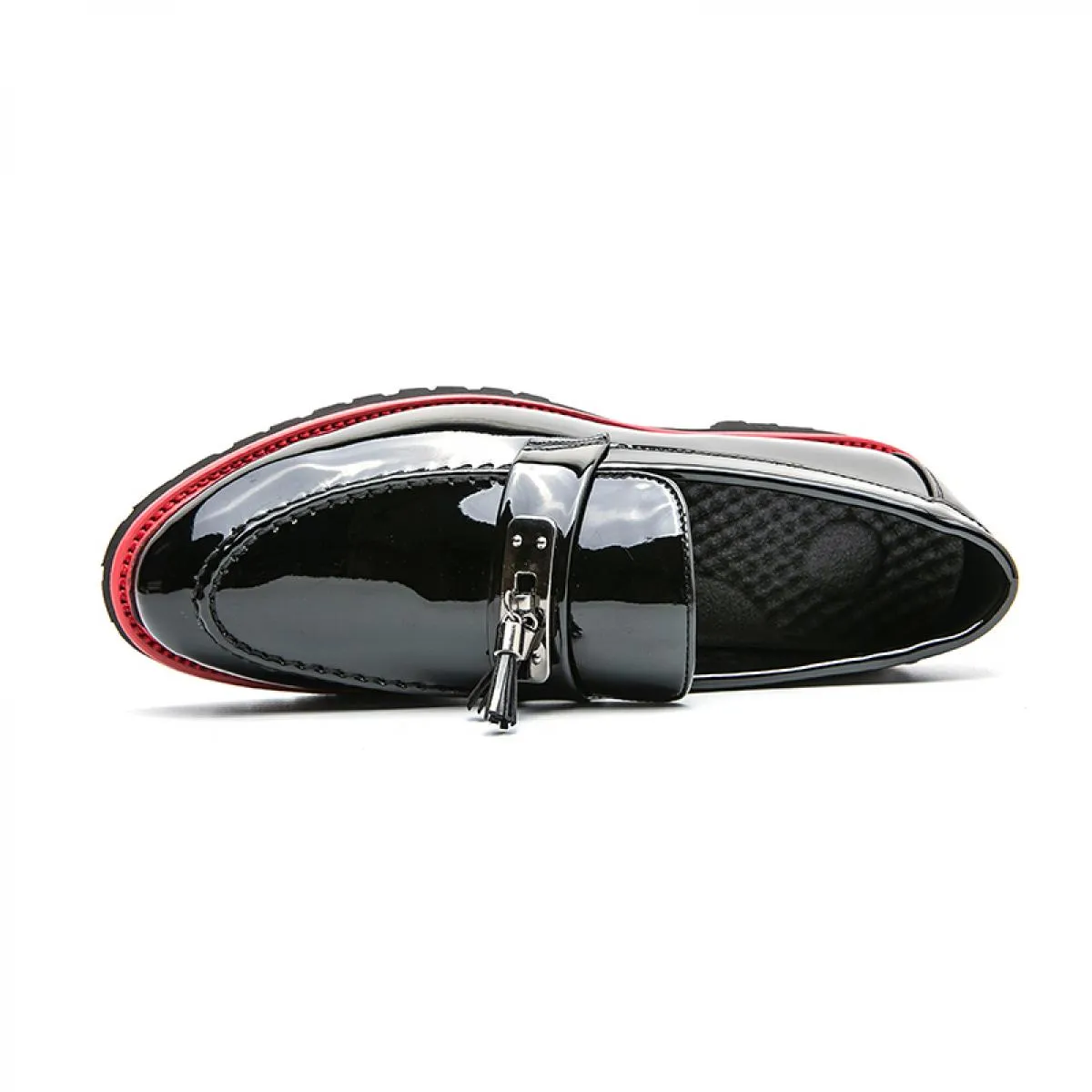 Mocassini da uomo Scarpe Decorazione in metallo Pelle verniciata Nero Slip On Scarpe firmate Uomo Traspirante Spedizione gratuit