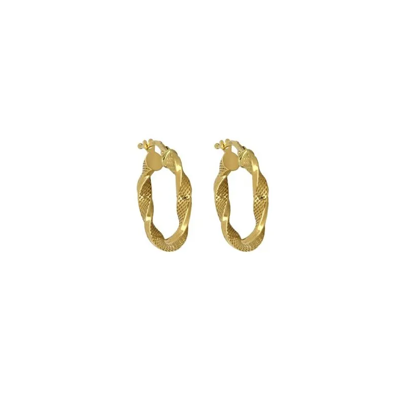 ORECCHINI CERCHI TORCHON IN ORO GIALLO 18 KT