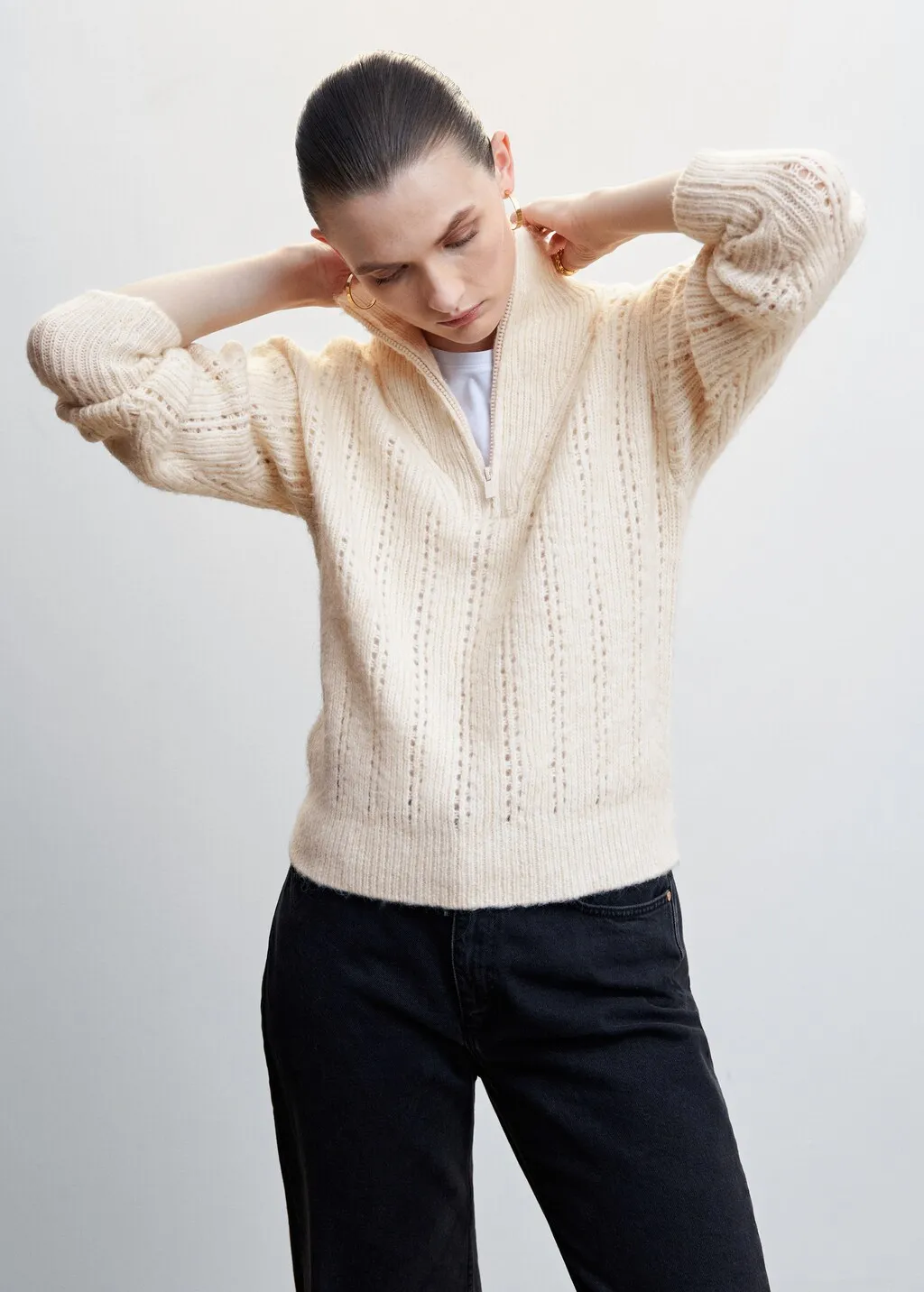 Pullover collo alto zip