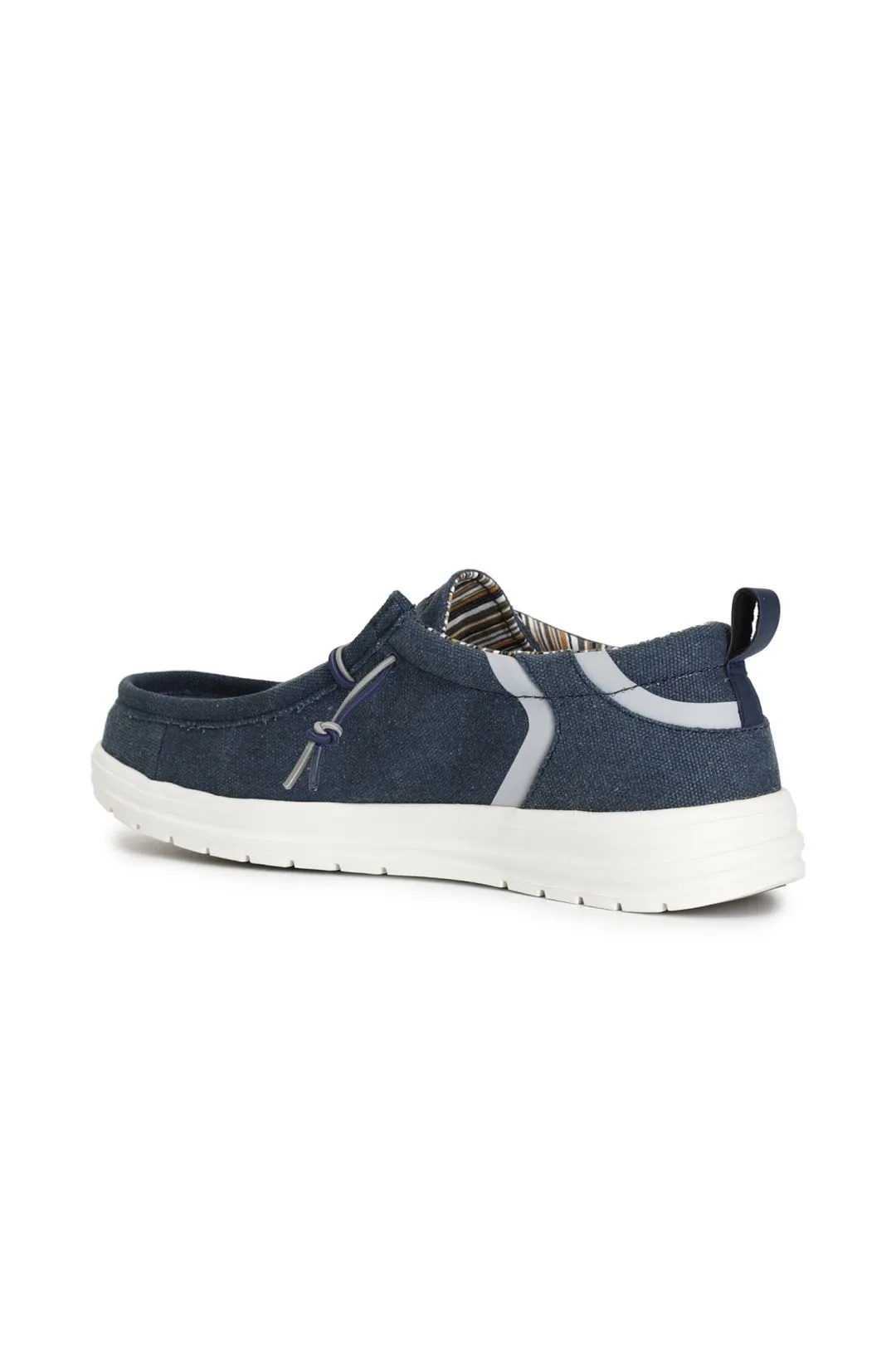 scarpe barca in tessuto blu