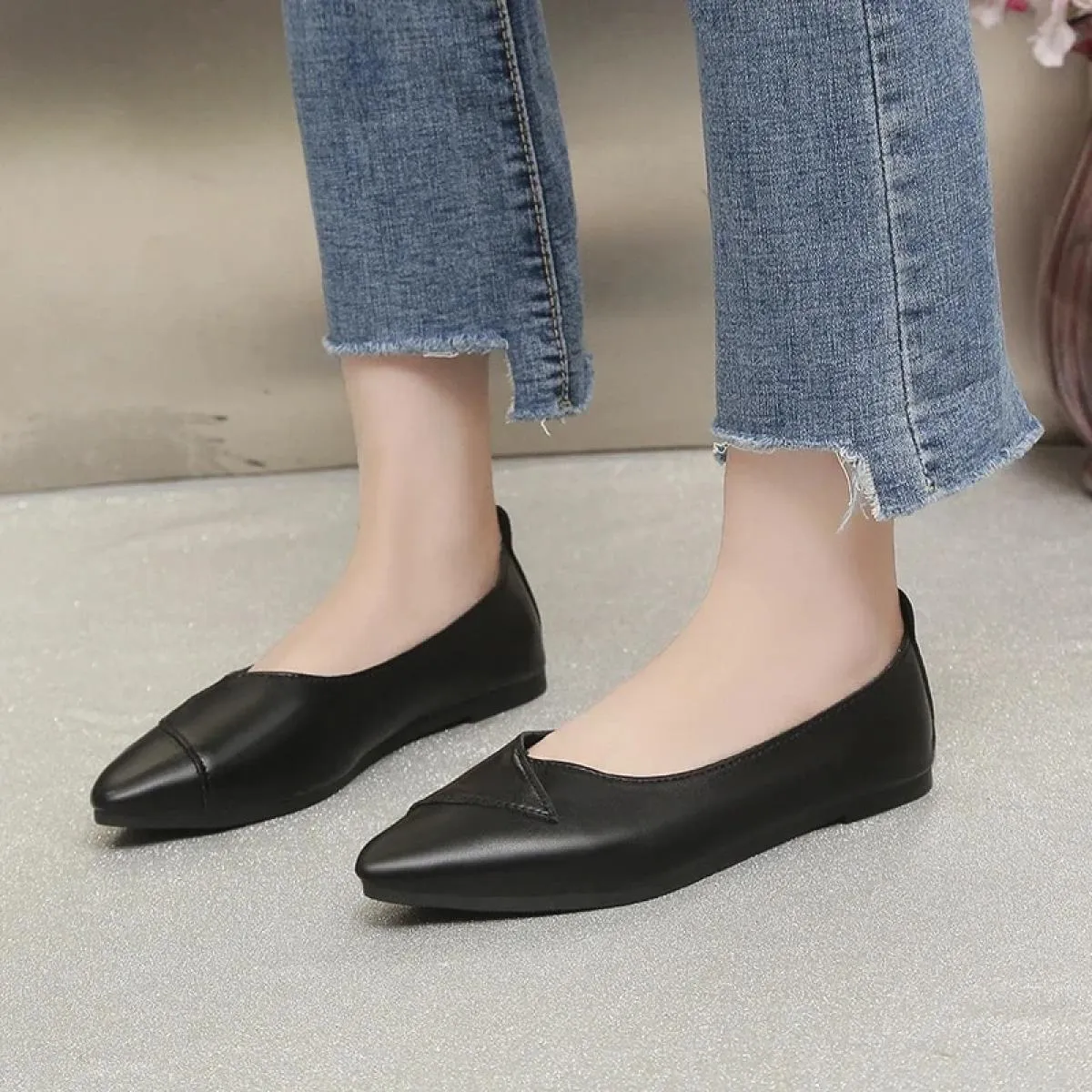 Scarpe Mocassini da Donna Calzature Femminili Bocca Superficiale Autunno Punta A Punta 2024 Vestito Estivo Nuovo Autunno Solido