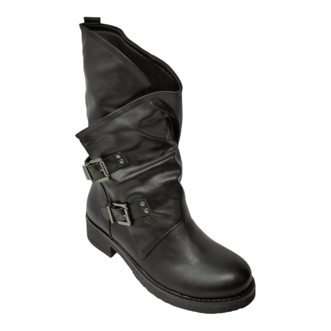 Stivale BIKER  donna ecopelle King of Hearts  birba black