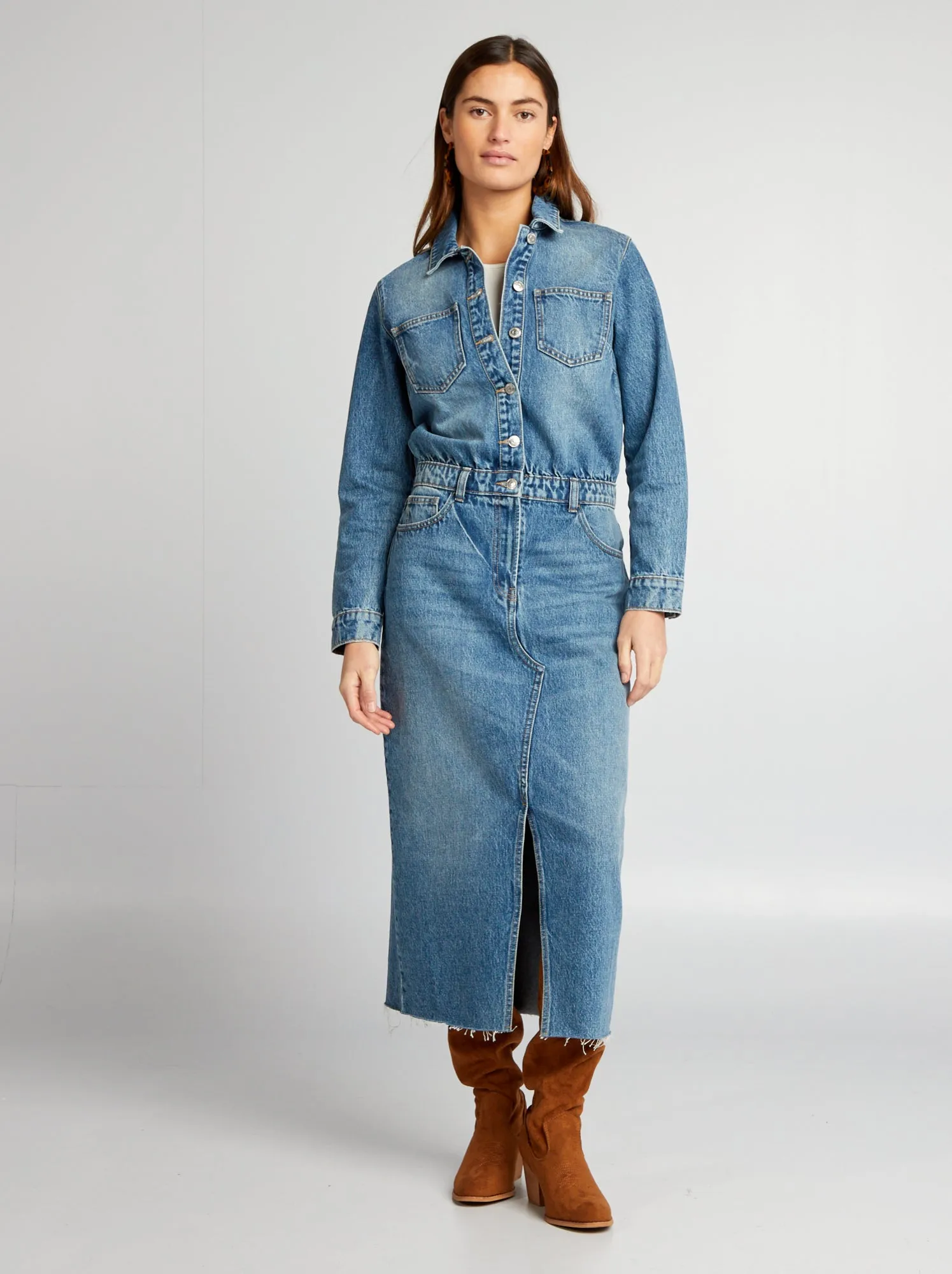 Vestito lungo in jeans - BLU